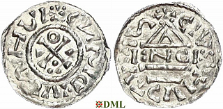 Денарий, Германия, Бавария, Heinrich II (1002-1024), м.д. Regensburg, монетарий ENCI, Hahn 1976, 27d1
