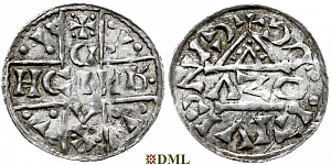 Денарий, Германия, Бавария, Heinrich V (1004-1026), м.д. Regensburg, монетарий ɅZO, Hahn 1976, 31b2