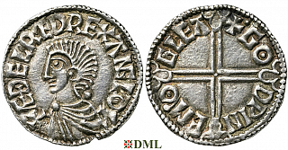 Денарий, Англия, Æthelred II (978-1016), м.д. Gloucester, монетарий Godpine, North 774
