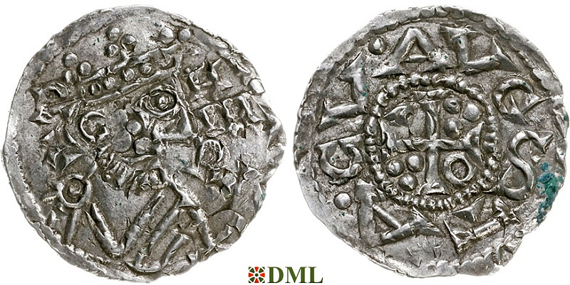 Денарий, Германия, Швабия, Heinrich II (1002-1024), м.д. Augsburg, Hahn 1976, 145.68