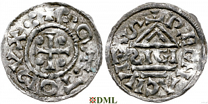 Денарий, Германия, Бавария, Otto I (973-982), м.д. Regensburg, монетарий SIGI, Hahn 1976, 17h1.1