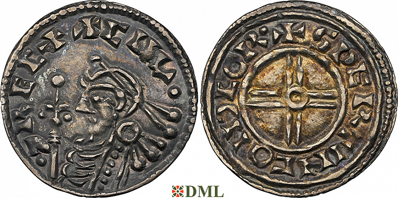 Денарий, Англия, Cnut  (1016-1035), м.д. Derby, монетарий Swertinc, North 790