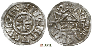 Денарий, Германия, Бавария, Heinrich II (1002-1024), м.д. Regensburg, монетарий SICCI, Hahn 1976, 27h1.1