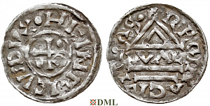Денарий, Германия, Бавария, Hg. Heinrich II (985-995), м.д. Regensburg, монетарий CVAL, Hahn 1976, 22d1