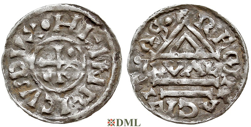 Денарий, Германия, Бавария, Hg. Heinrich II (985-995), м.д. Regensburg, монетарий CVAL, Hahn 1976, 22d1