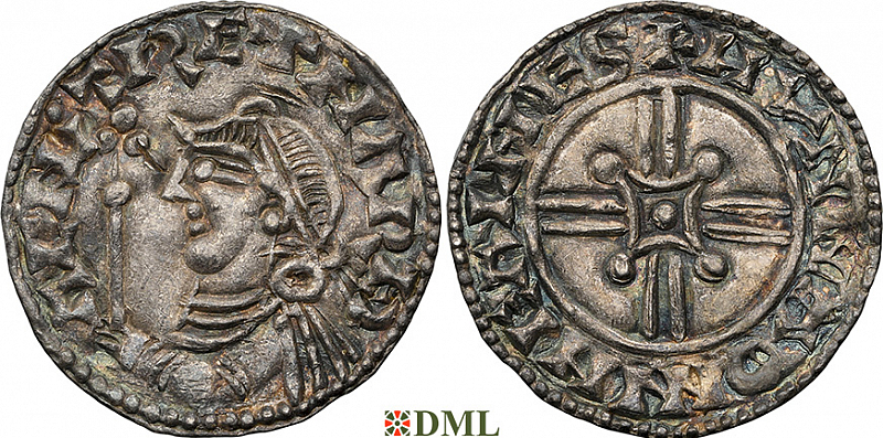 Денарий, Англия, Harthaknut (1035-1042), м.д. Malmesbury, монетарий Hunna, North 811