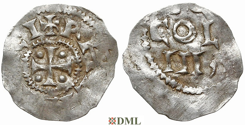 Денарий, Германия, Нижняя Лотарингия, K. Heinrich II (1014-1024), м.д. Koln, Dbg. 358