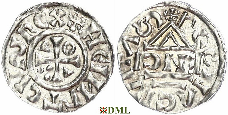 Денарий, Германия, Бавария, Heinrich II (1002-1024), м.д. Regensburg, монетарий ENCI, Hahn 1976, 27d2