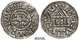 Денарий, Германия, Бавария, Heinrich IV (995-1002), м.д. Regensburg, монетарий EИC, Hahn 1976, 25c7.1