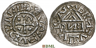 Денарий, Германия, Бавария, Heinrich IV (995-1002), м.д. Regensburg, монетарий EИC, Hahn 1976, 25c7.1