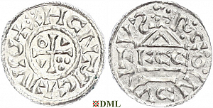 Денарий, Германия, Бавария, Heinrich II (1002-1024), м.д. Regensburg, монетарий ECCO, Hahn 1976, 27c2