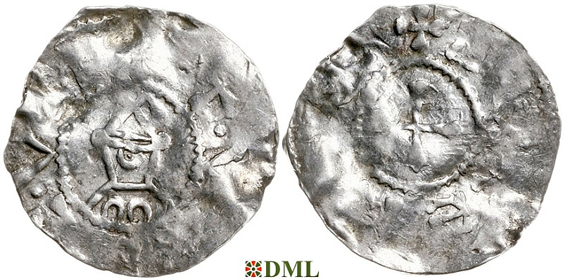 Денарий, Германия, Швабия, Ernest I (1012-1015) или Ernest II (1015-1030), м.д. Zurich, Dbg. 997