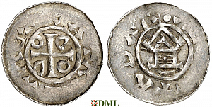 Денарий, Германия, Саксония, Otto III (983-1002), м.д. Goslar, type OAP