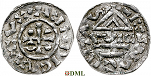 Денарий, Германия, Бавария, Heinrich IV (995-1002), м.д. Regensburg, монетарий WICL, Hahn 1976, 25e2.6