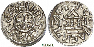 Денарий, Германия, Бавария, Heinrich II (1002-1024), м.д. Regensburg, монетарий ENCI, Hahn 1976, 27d2