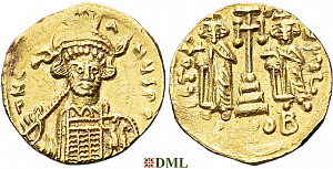 Солид, Византия,  Constantine IV, Heraclius and Tiberius (654-685), м.д. Constantinople