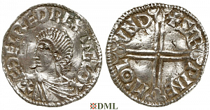 Денарий, Англия, Æthelred II (978-1016), м.д. London, монетарий Sibwine, North 774