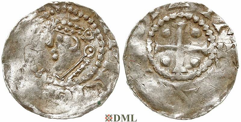 Денарий, Германия, Саксония, Heinrich II (1002-1024), м.д. Dortmund, Dbg. 749