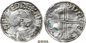 Денарий, Англия, Æthelred II (978-1016), м.д. Lincoln, монетарий Dreng, North 774