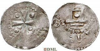 Денарий, Германия, Франкония, Heinrich II (1002-1024), м.д. Worms, Dbg. 845