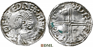 Денарий, Англия, Æthelred II (978-1016), м.д. Lincoln, монетарий Dreng, North 774