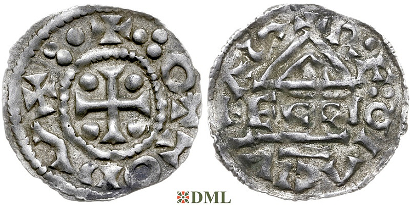 Денарий, Германия, Бавария, Otto I (973-982), м.д. Regensburg, монетарий ECCIO, Hahn 1976, 17c1.1