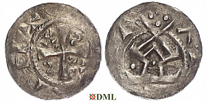 Денарий, Германия, Саксония, Anonymous bishop, м.д. Magdeburg, Dbg 1220