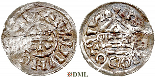 Денарий, Германия, Бавария, Henrich II (1002-1024), м.д. Salzburg, монетарий OZO, Hahn 1976, 89a5