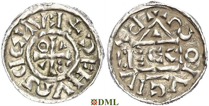 Обол, Германия, Бавария, Heinrich II (1002-1024), м.д. Regensburg, монетарий ECCO, Hahn 1976, 28c1