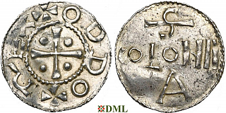 Денарий, Германия, Нижняя Лотарингия, Otto III (983-1002), м.д. Koln, Dbg 335
