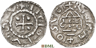 Денарий, Германия, Бавария, Heinrich I (948-955), м.д. Nabburg, монетарий PER, Hahn 1976, 65a3.D
