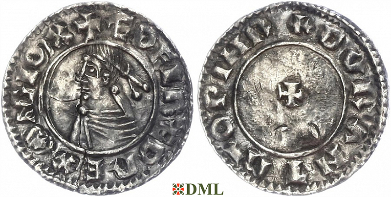 Денарий, Англия, Æthelred II (978-1016), м.д. Worcester, монетарий Durand, North 773