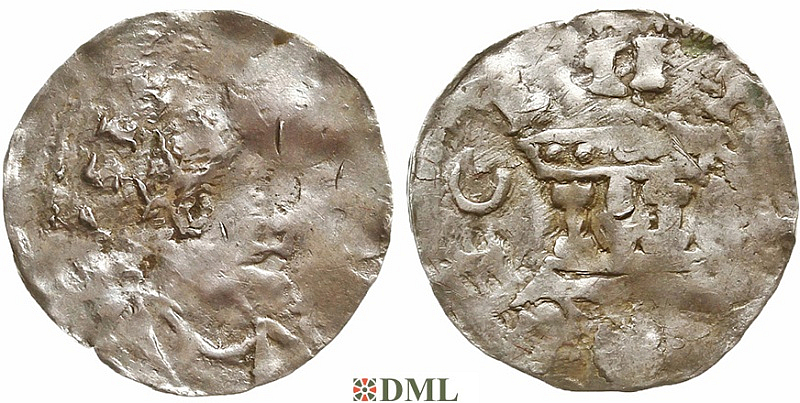 Денарий, Германия, Швабия, Heinrich II (1002-1024), м.д. Strassburg, Dbg. 916