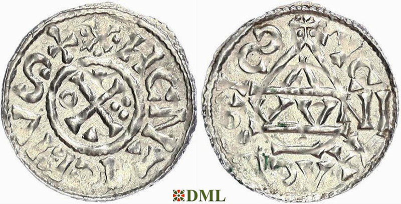 Денарий, Германия, Бавария, Heinrich II (1002-1024), м.д. Regensburg, монетарий OWNI, Hahn 1976, 27j2