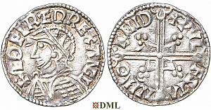 Денарий, Англия, Æthelred II (978-1016), м.д. London, монетарий Pulfstan, North 775