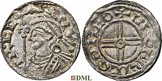 Денарий, Англия, Cnut  (1016-1035), м.д. Hertford, монетарий Leofric, North 790