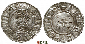 Денарий, Англия, Æthelred II (978-1016), м.д. Lincoln, монетарий Wulfric, North 777