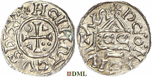 Денарий, Германия, Бавария, Heinrich II (1002-1024), м.д. Regensburg, монетарий ECCO, Hahn 1976, 27c1