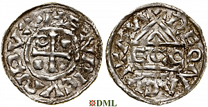 Денарий, Германия, Бавария, Heinrich II (985-995), м.д. Regensburg, монетарий ECCO, Hahn 1976, 22b2.2
