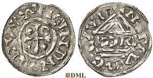 Денарий, Германия, Бавария, Heinrich IV (995-1002), м.д. Nabburg, монетарий DICCI, Hahn 1976, 73a1