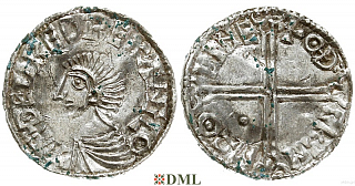 Денарий, Англия, Æthelred II (978-1016), м.д. Lincoln, монетарий Othgrim, North 774