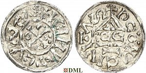 Денарий, Германия, Бавария, Heinrich II (1002-1024), м.д. Regensburg, монетарий ECCO, Hahn 1976, 27c2