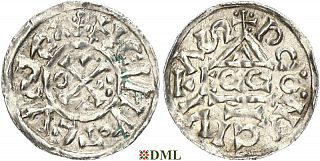 Денарий, Германия, Бавария, Heinrich II (1002-1024), м.д. Regensburg, монетарий ECCO, Hahn 1976, 27c2