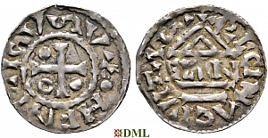Денарий, Германия, Бавария, Heinrich II (985–995), м.д. Regensburg, монетарий ELLN, Hahn 1976, 22c2