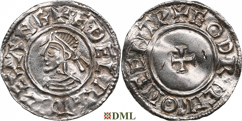 Денарий, Англия, Æthelred II (978-1016), м.д. Canterbury, монетарий Godric, North 777