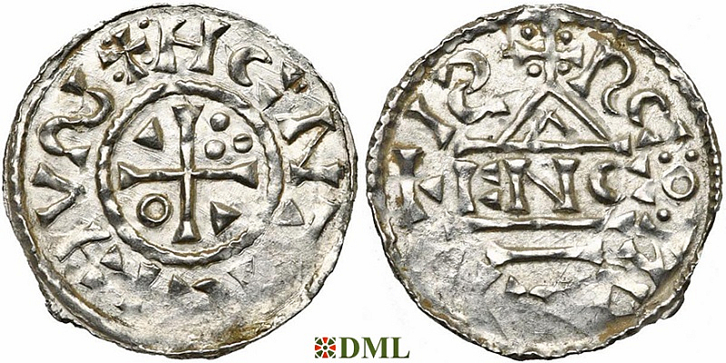 Денарий, Германия, Бавария, Heinrich II (1002-1024), м.д. Regensburg, монетарий ENCO, Hahn 1976, 27d8