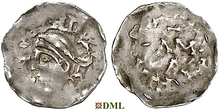 Денарий, Германия, Нижняя Лотарингия, Henrich II (1002-1024), м.д. Aachen, Ilisch 2014, 50.4