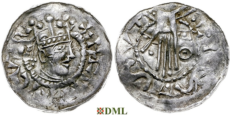 Денарий, Германия, Швабия, Heinrich II (1002-1024), м.д. Esslingen, Dbg. 951