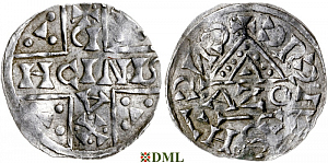 Денарий, Германия, Бавария, Heinrich V (1018-1023), м.д. Regensburg, монетарий AZO, Hahn 1976, 31b1.1