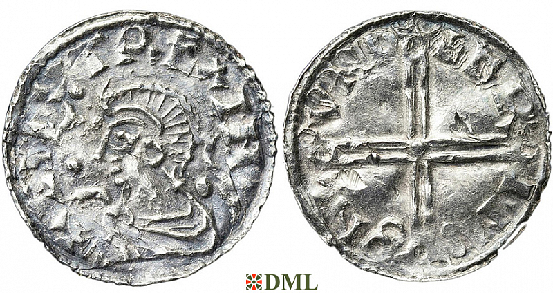 Денарий, Дания, Knut (1018-1035), м.д. Lund, Hbg. 23